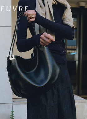 允仔郑丽媛同款loeuvre真皮单肩手提女软皮大容量托特包 FA5AB339