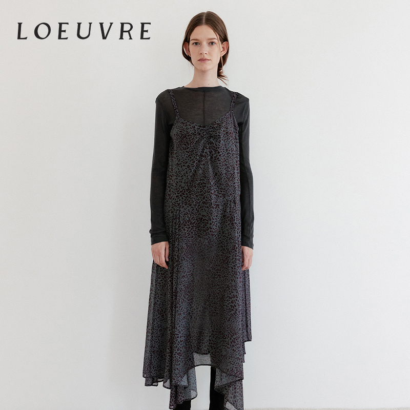 loeuvre豹纹印花吊带裙女