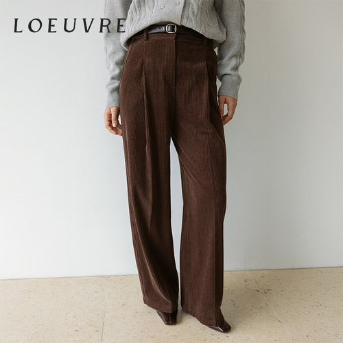 loeuvre灯芯绒直筒休闲裤女