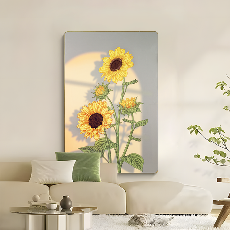 花卉现代装饰画北欧客厅沙发落地画玄关走廊过道向日葵80120图片