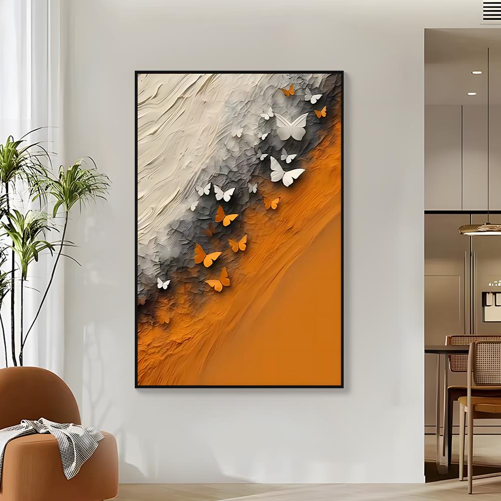 现代晶瓷装饰画 铝合金边框入户玄关走廊挂画 简约墙画蝴蝶80120图片