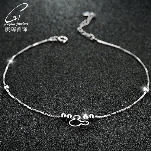 s925纯银饰品米奇脚链韩