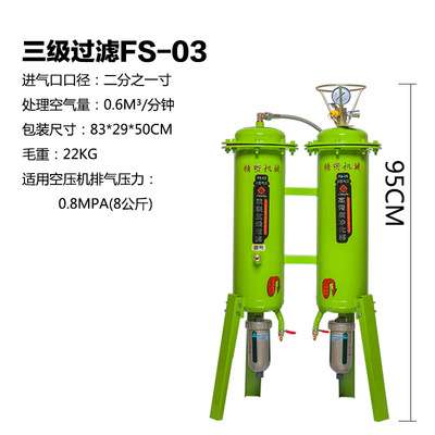 FS-03空压机过滤器离心式除水器双联三级过滤油水分离器现货