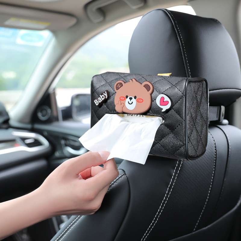 车载纸巾盒创意卡通可爱座椅车挂式车内纸抽盒扶手箱车用装饰大全