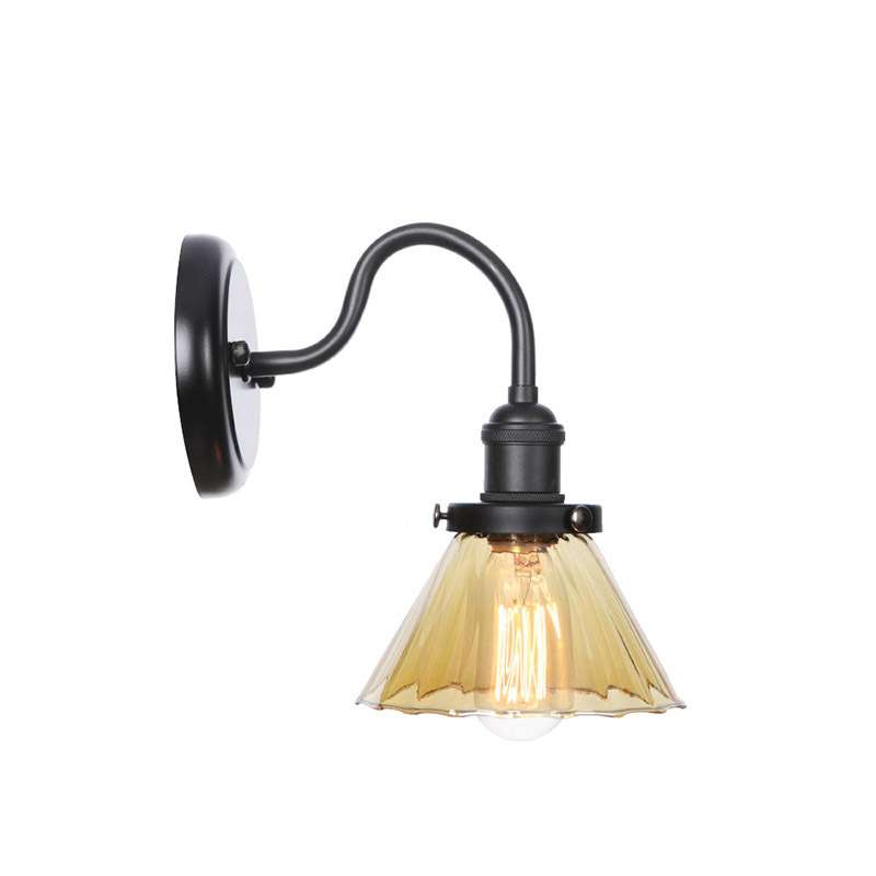 北欧风格卧室展厅亚黑铁艺玻璃亚马逊装饰美式复古工业风简约壁灯