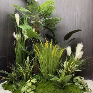 仿真绿植造景采光井天井造景楼梯角落装饰玄关橱窗假树景观植物