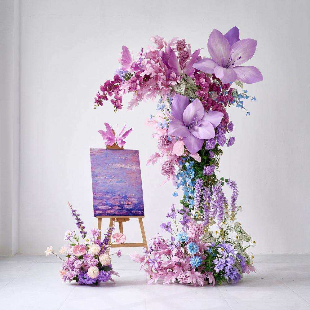假花仿真花摆设轻奢高端造景服装店橱窗装饰场景布置紫色花艺摆件