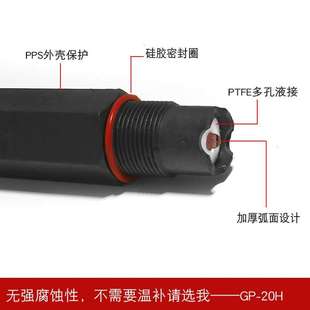 亿唐GP T废气处理PH计探头脱硫塔PH电极片强碱脱硫PH计电极 20H