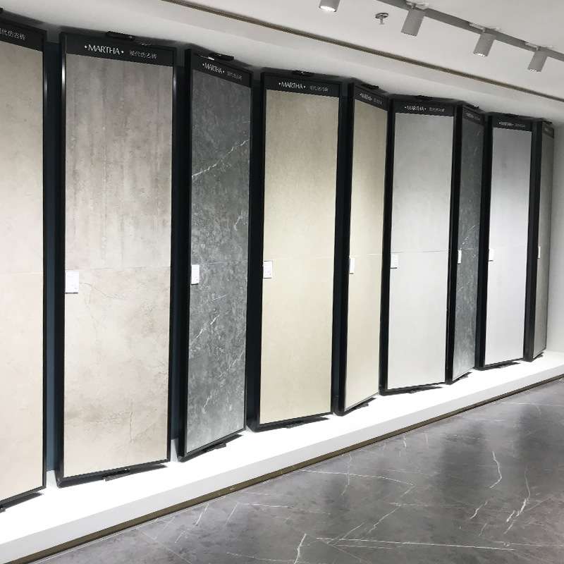 跨境三面旋转瓷砖木地板展架多功能落地式艺术漆涂料样品展示柜