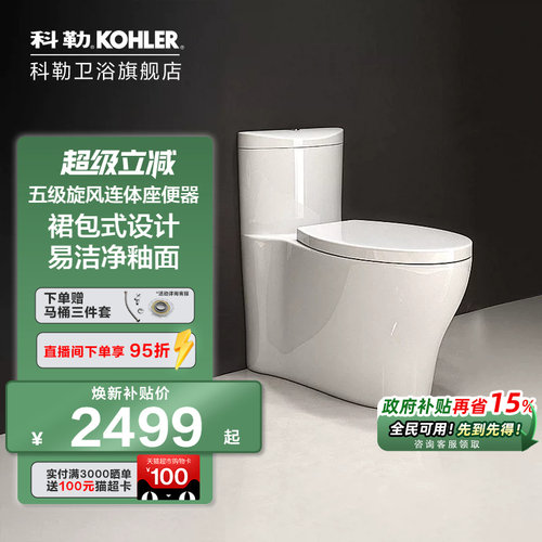 科勒五级旋风马桶坐便器3869
