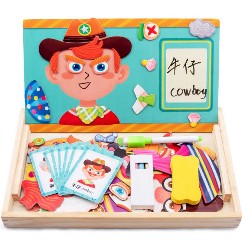 速发儿童益智玩具宝宝认知五官表情磁力贴幼儿园启蒙拼图拼乐画板