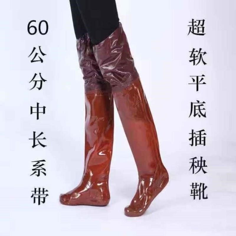 速发农田鞋男高筒下水鞋软底插秧靴过膝雨鞋大码水靴胶鞋防水鞋