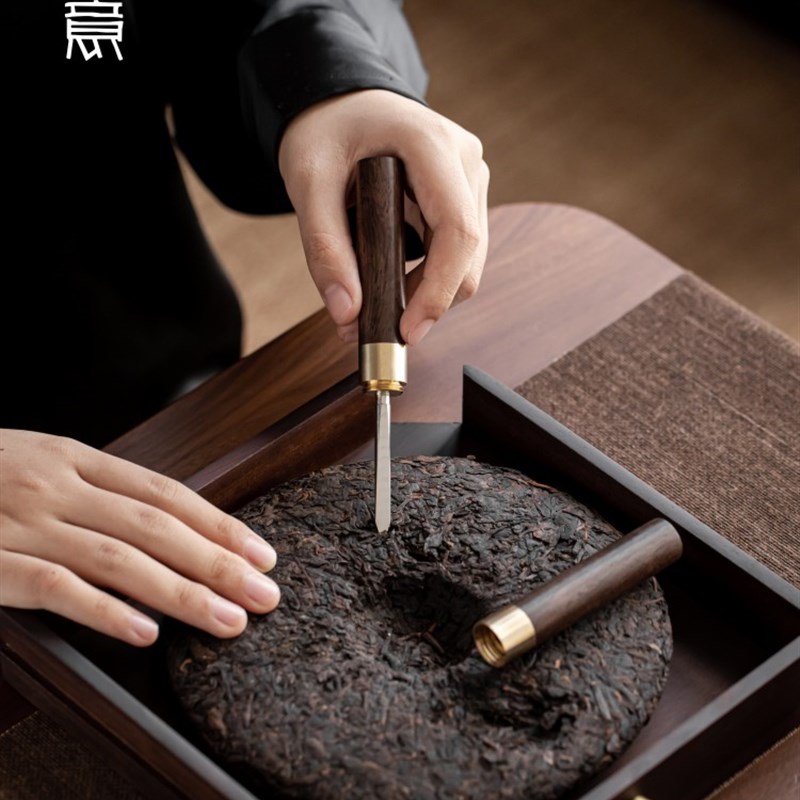 速发 普洱茶刀茶针黑檀木花梨木手工铜件黑茶刀不锈钢茶刀茶