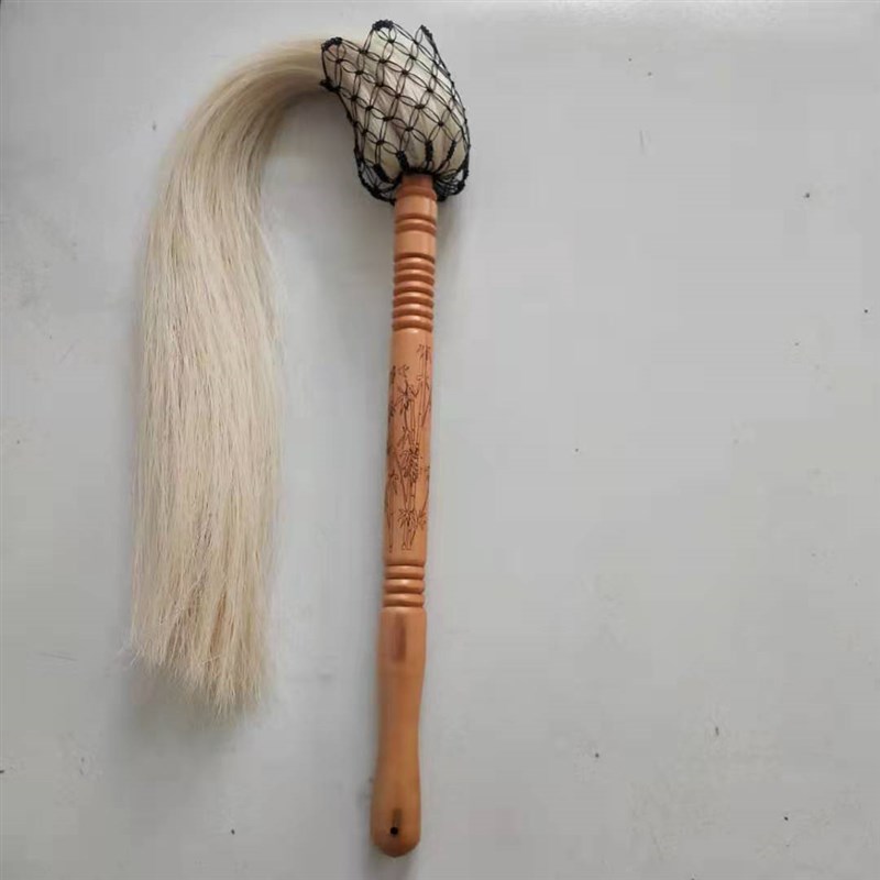 速发太极拂尘佛尘法器浮尘真马尾拂尘道家扶尘马尾蝇甩子桃木