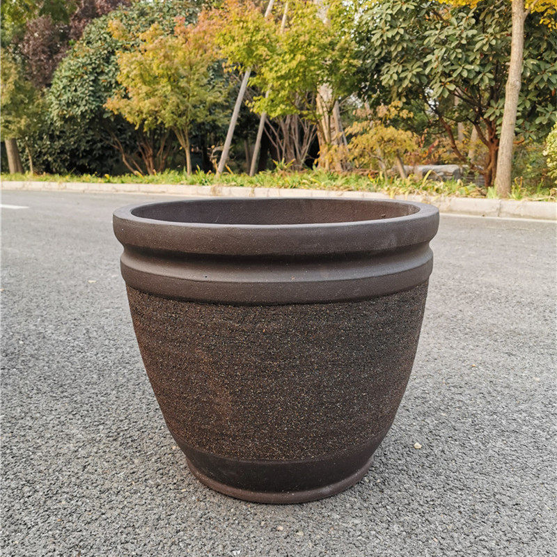 速发花钵田园特大号素面粗砂户外陶土盆落地粗陶花盆陶罐组合花盘