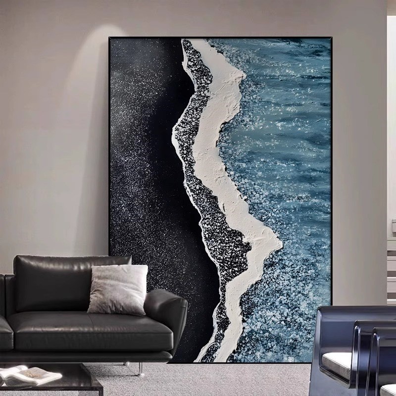 速发抽象艺术画海浪沙发背景画客厅墙壁装饰画落地画走廊过道玄关