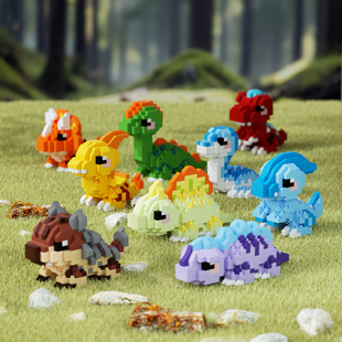 侏罗纪恐龙积木小颗粒微拼装儿童益智玩具霸王龙模型摆件男孩礼物