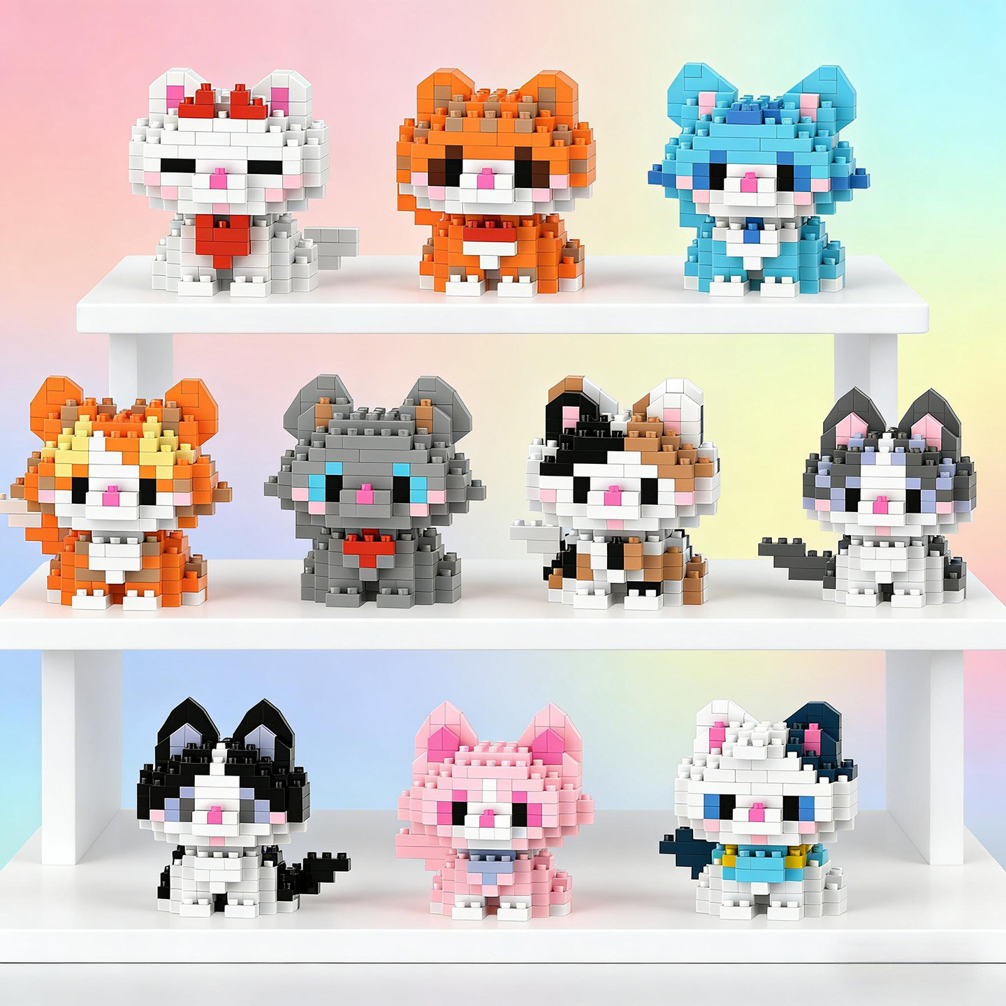 萌宠猫咪积木小颗粒拼装儿童益智玩具拼图学生奖品男女孩生日礼物,玩具/童车/益智/积木/模型,普通塑料积木,淘宝优惠券,粉丝福利购,淘宝优惠卷