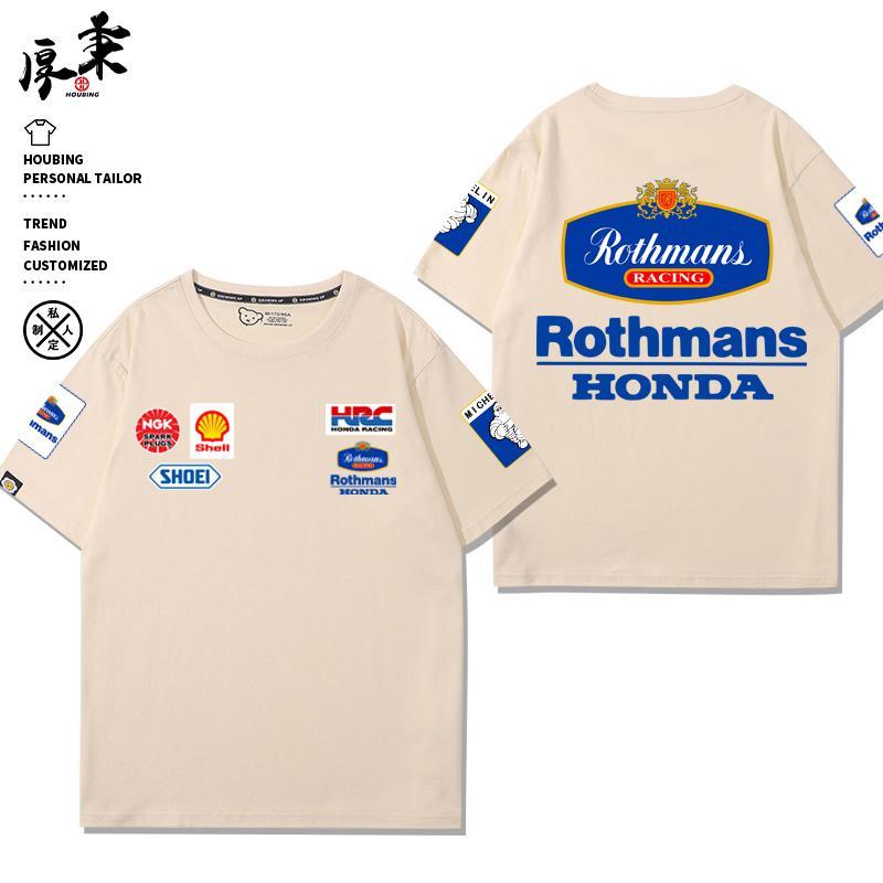 honda本田乐福门摩托车短袖T恤复古机车motogp厂队骑行赛车服纯棉
