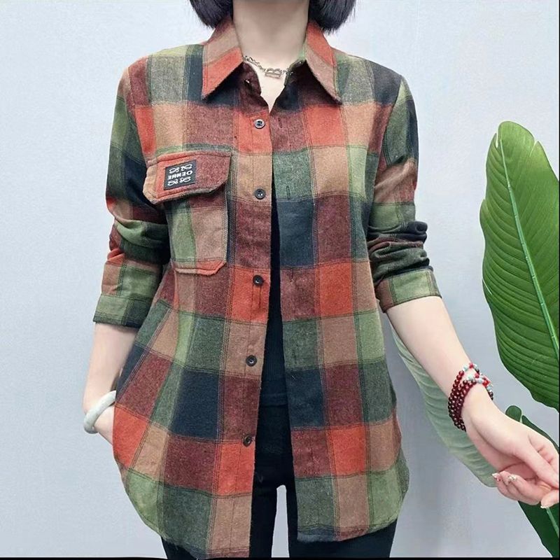 2024新款宽松显瘦格子纯棉衬衫女外搭洋气减龄外套夏季薄款上衣女