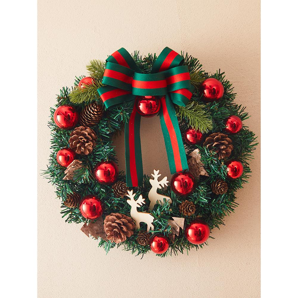 圣诞节装饰品创意圣诞花环门挂藤条橱窗氛围场景布置圣诞树挂件