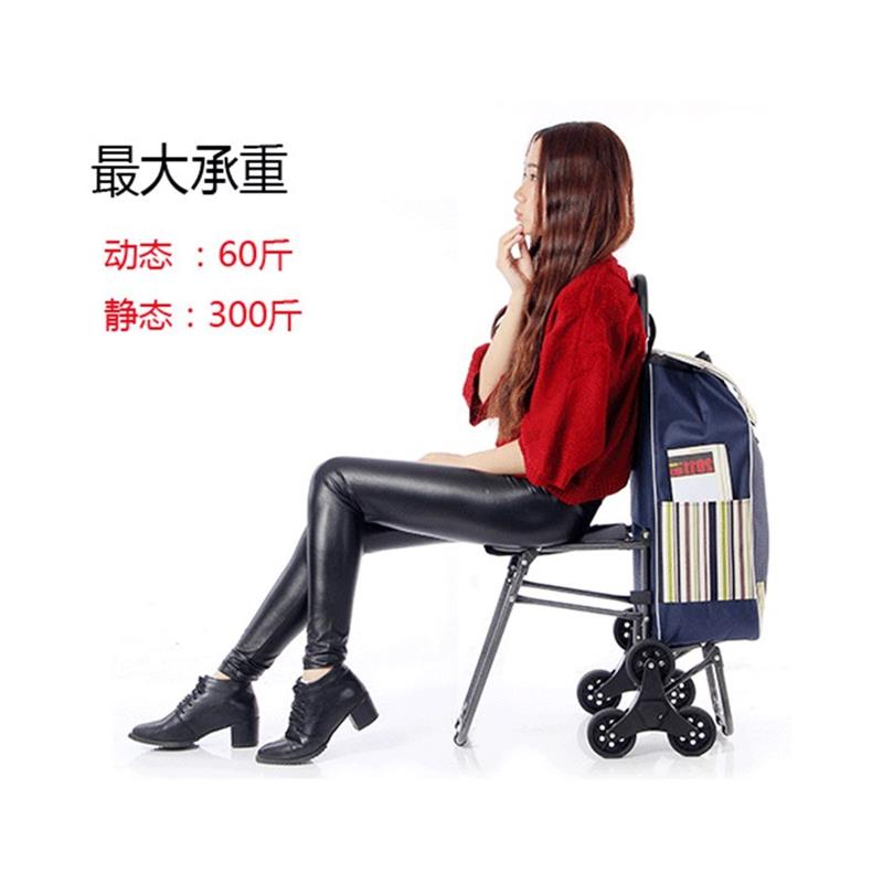 现货速发爬楼购物车老人可坐买菜车带凳子座椅小拉车手拉车折叠拉