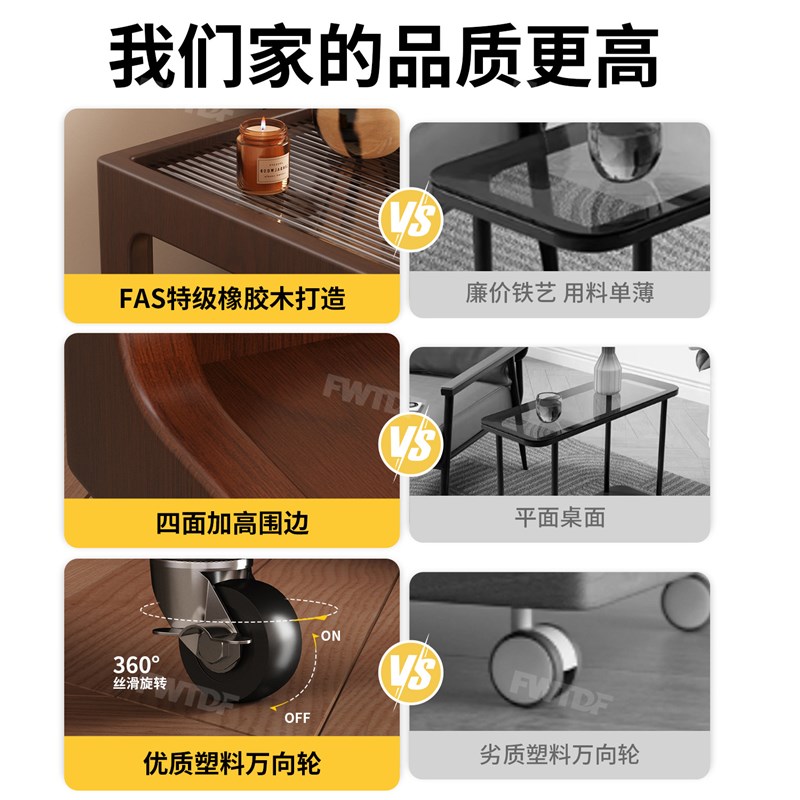 速发可移动茶几客厅家用沙发旁边的边柜小户型实木边几床头置物架图片
