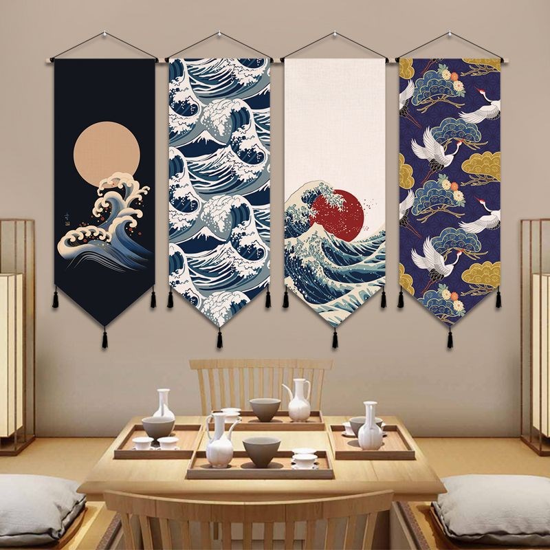 速发日式挂饰画浮世绘寿艺装旗布司店餐厅装饰挂布画民宿日式挂毯