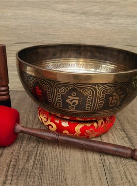 速发尼泊尔颂钵 西藏佛具手工铜罄佛伽冥想佛音钵盂静心瑜音碗 经