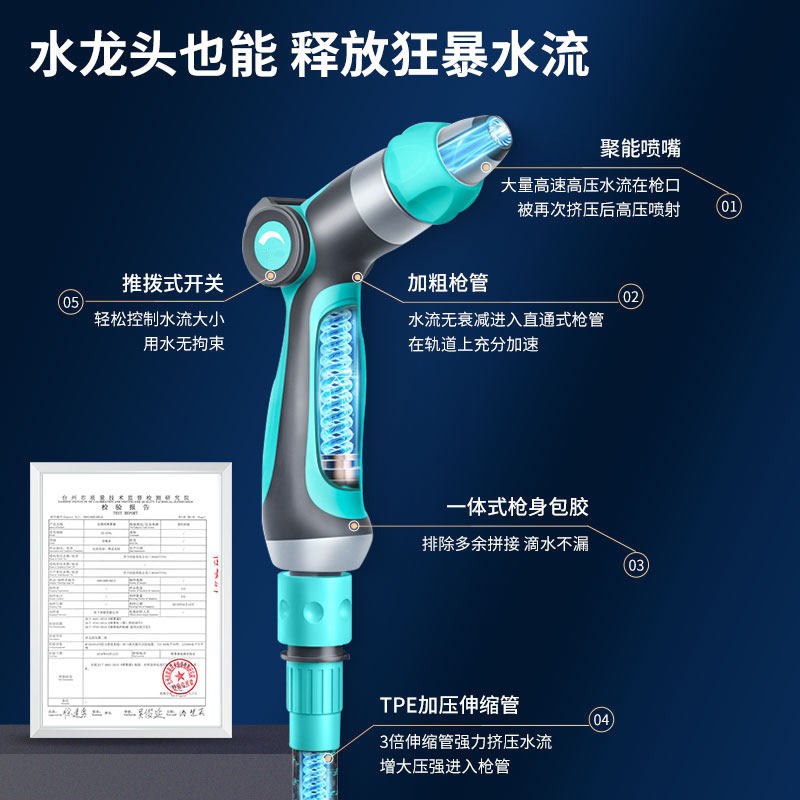 速发高压洗车水枪家用冲洗花园喷头淋水强力洗地神器浇花伸缩水管