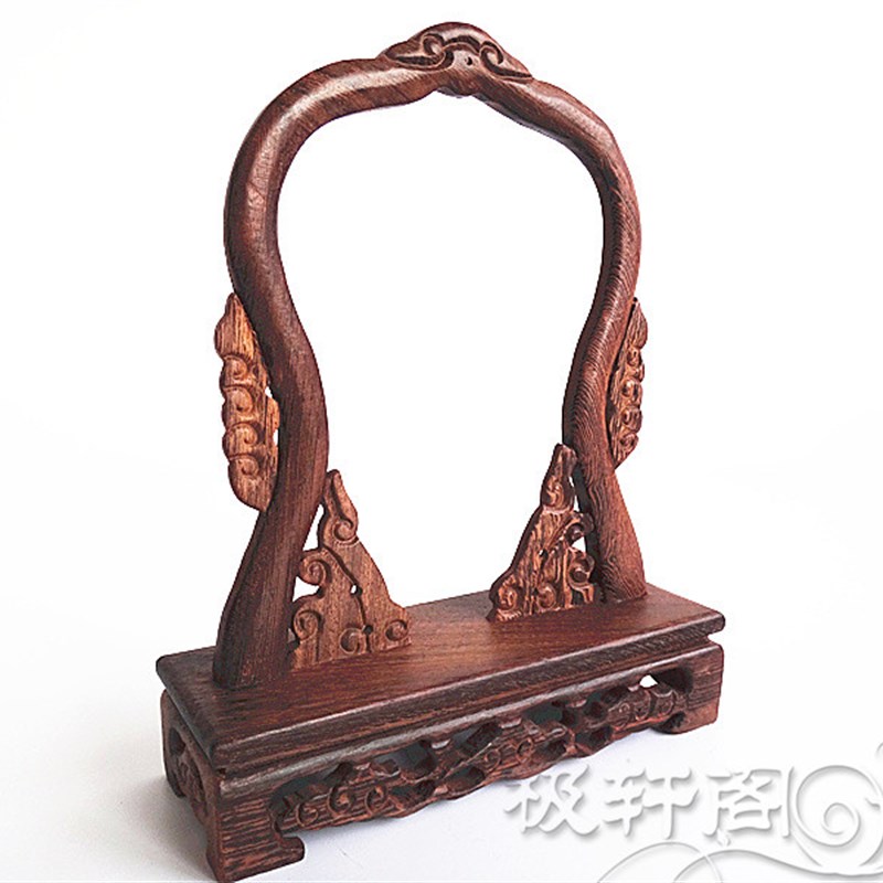 速发鸡翅木件台吊玉架 红木雕摆方首品架挂玉架饰饰架玉器展示架