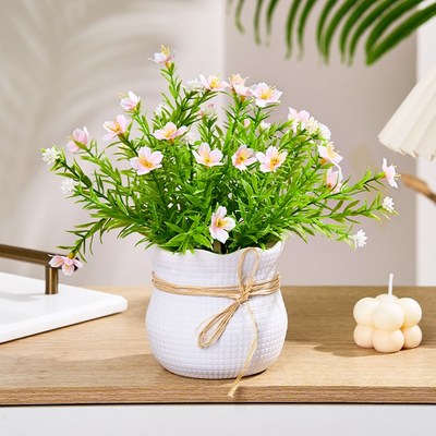 速发假花花客厅装设花摆件室内满天饰塑料绢花小盆栽餐桌摆星假花