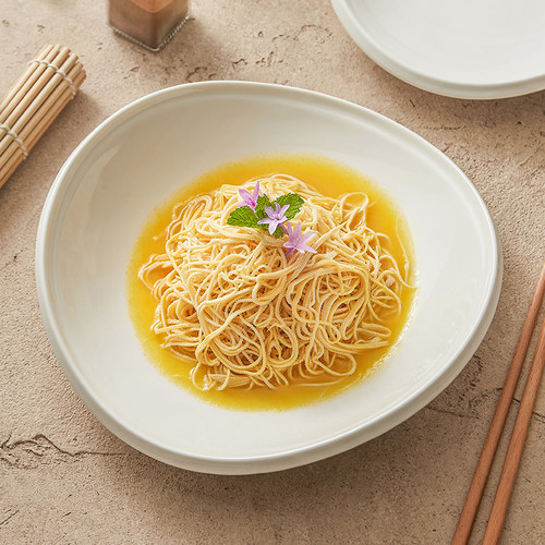 速发优格盘瓷陶子家用菜盘西餐餐盘简约酒店餐具意面盘型白船纯盘