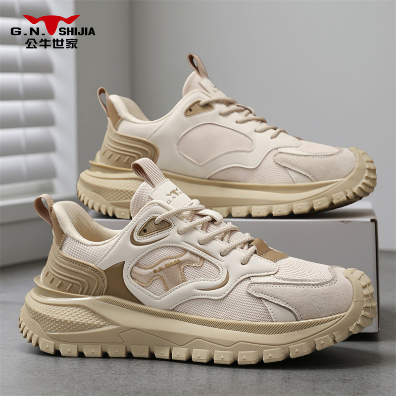 公牛世家男鞋冬季透气网面老爹鞋