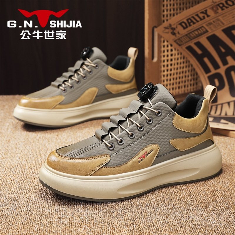 公牛世家高帮鞋男款免系带休闲鞋