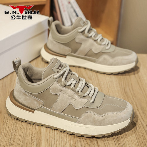 公牛世家男鞋冬季复古阿甘鞋