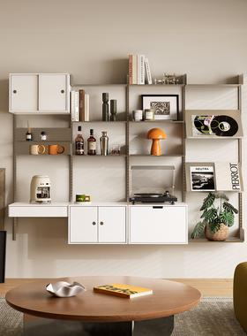 TOYA客厅置物架设计师墙上多功能展示架小户型简约轨道设计装饰架