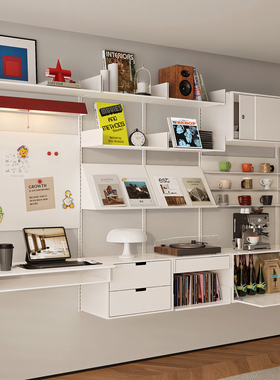 TOYA洞洞板挂墙书架小户型墙壁悬空客厅多层墙上置物架轨道展示架