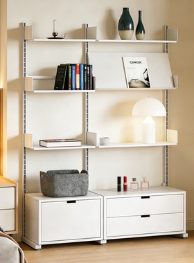 TOYA意式奶油风梳妆台斗柜一体落地式置物架免打孔卧室简约化妆桌