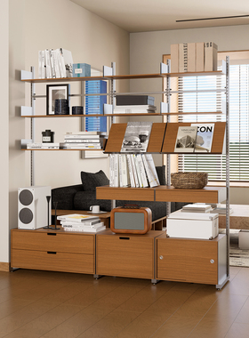 TOYA日式收纳柜客厅铁艺定制多层展示柜落地屏风隔断免打孔置物架