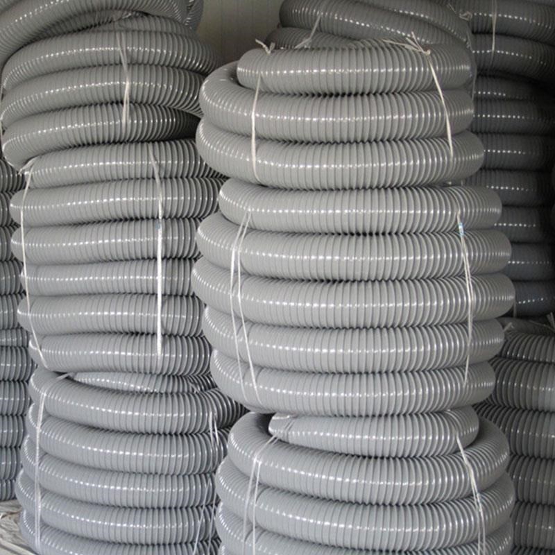 PVC灰色钢丝吸尘软管工业伸缩管木工除尘管塑料波纹管通风管100MM