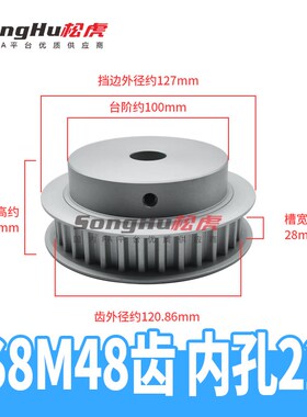 EBL21-S8M250-48-B-P-d20至65孔S8M48齿同步轮槽宽28 S8M同步带轮