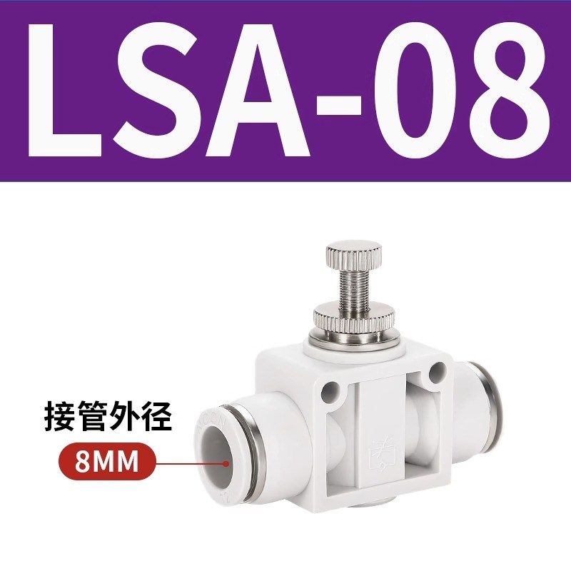 PSA16气e管接头LSA4/6/8/10/12气动ASA管道调速单向节流阀开关限