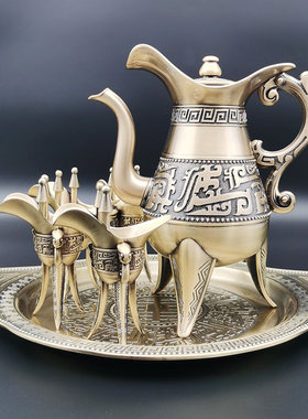 纯铜酒杯仿古樽锡器中式摆件复古青铜爵杯古代帝王杯家用白酒杯子