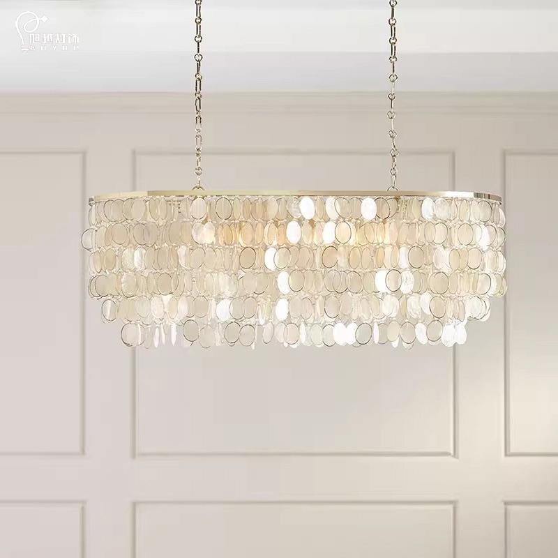 意大利Verpan法式椭圆餐厅吊灯客厅天然贝壳美式复古轻奢卧室中山