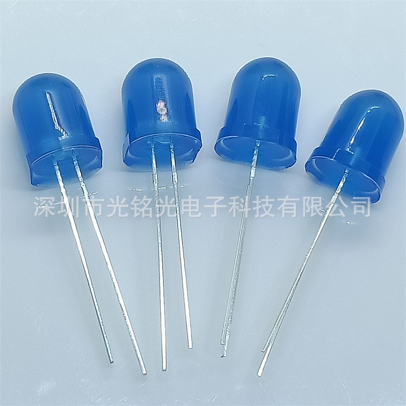 F10/10mm蓝发蓝 长脚 发光二极管 圆头蓝光直插灯珠 颜色支持定作