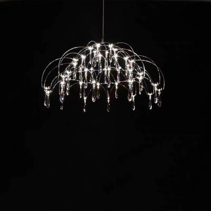 水晶客厅吊灯萤火虫餐厅灯设计师创意艺术设计感圆桌灯后现代灯具