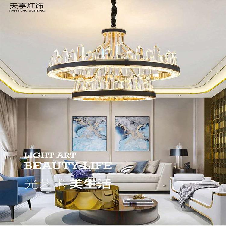 天亨北欧现代简约古铜创意吊灯卧室客厅餐厅酒店工程不锈钢水晶灯