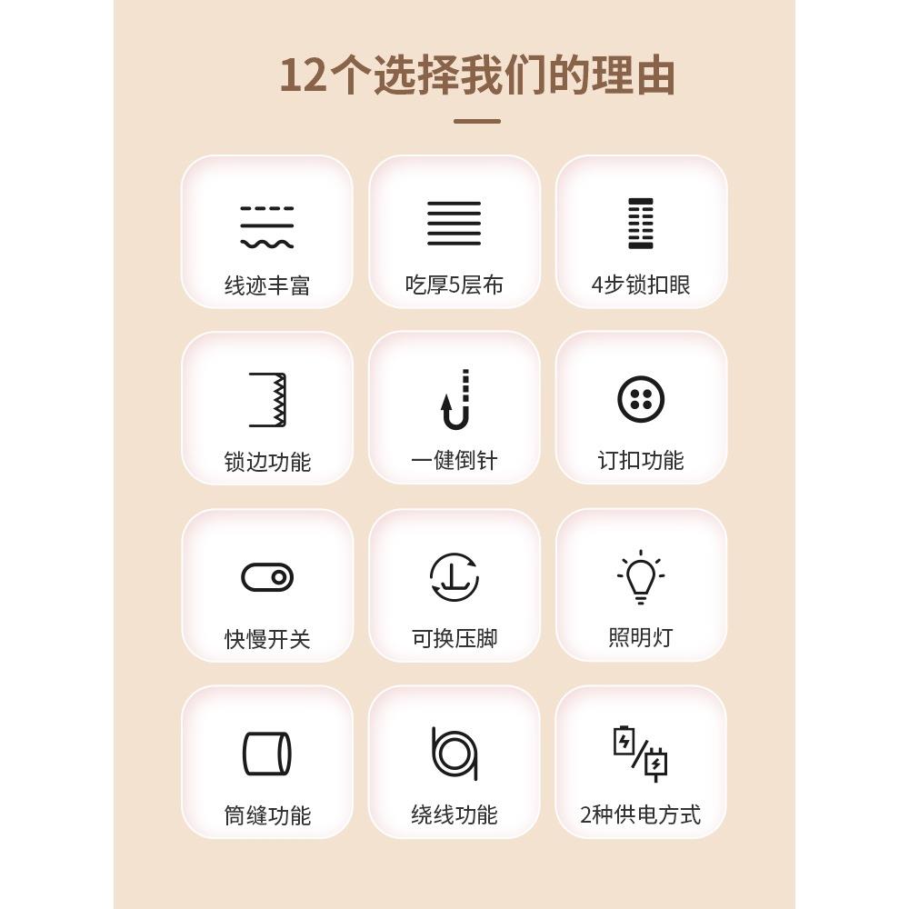 I6CV缝纫机家用50迷你手动电动小型微型全自动多功能锁边电