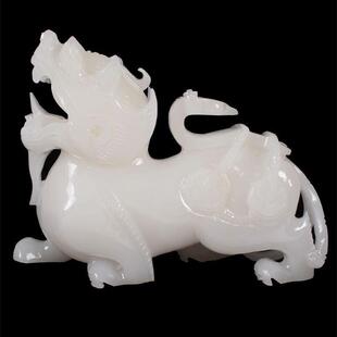 阿富汗玉貔貅摆件阿富汗白玉一对如意貔貅望天吼貔貅摆件